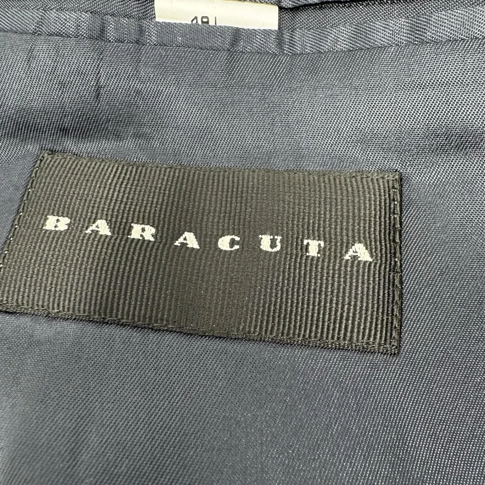 Vintage Baracuta 100% Wool Plaid Blazer Sport Coat Jacket Grey Blue Mens 48L‎
